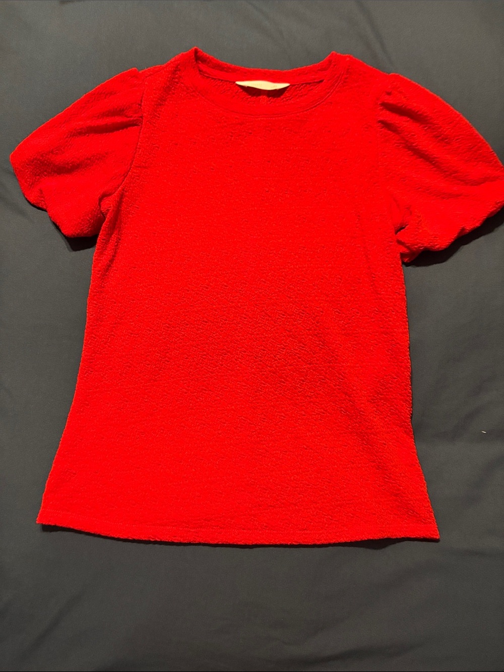 LC Lauren Conrad Red Textured Short-Sleeve Top